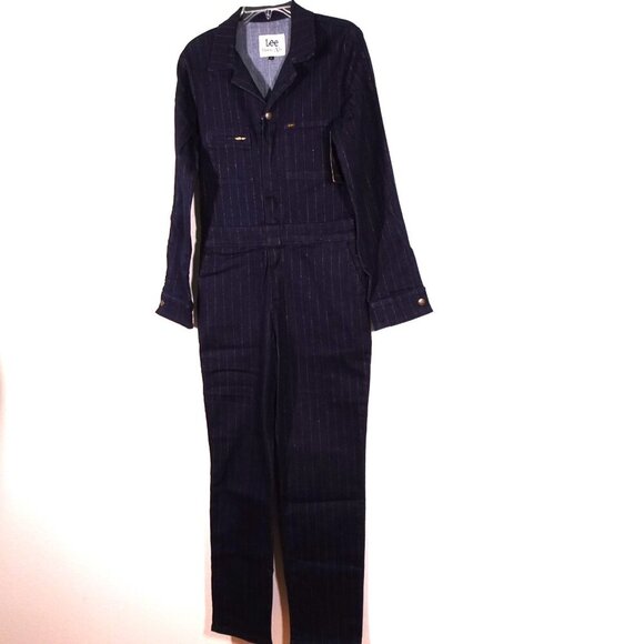 Lee Union-Alls Coverall Jumpsuit Women's Size XS Blue Metallic Pinstripe - Picture 4 of 12